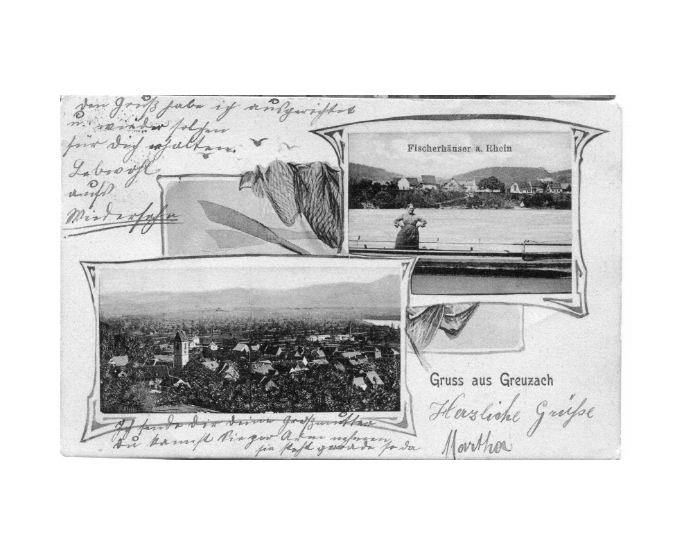 Postkarte von 1910" caption="Grenzach Fischerhäuser